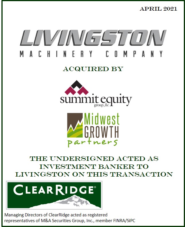 Livingston Machinery Company acquired by Summit Equity Group in partnership with Midwest Growth Partners
